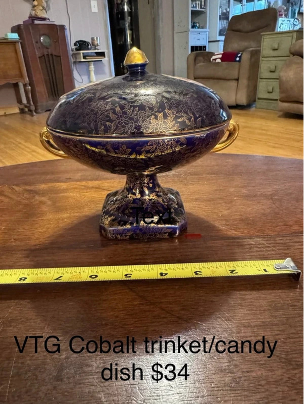 Vintage Cobalt Blue Porcelain Goddess Candy/trinket dish